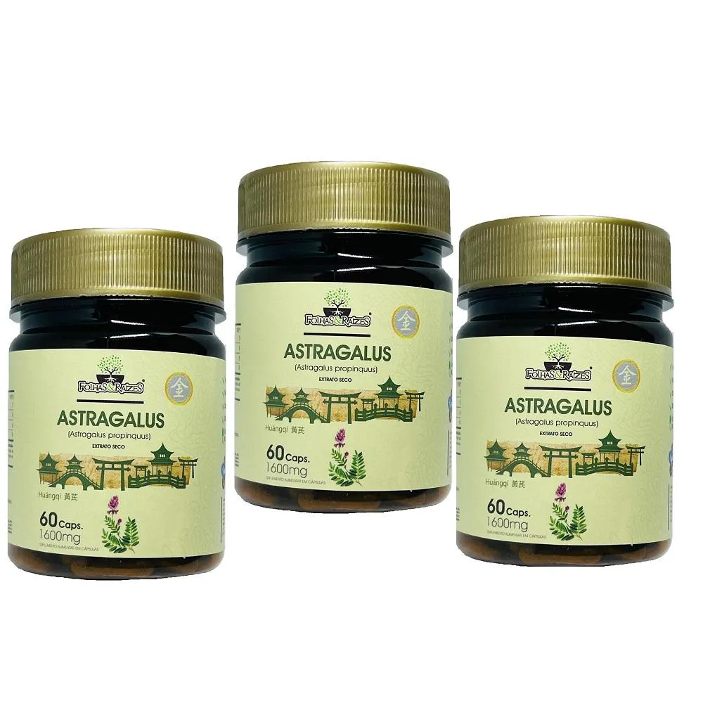 KIT 03 SUPLEMENTOS ASTRAG 60 CAPS FOLHAS E RAIZES