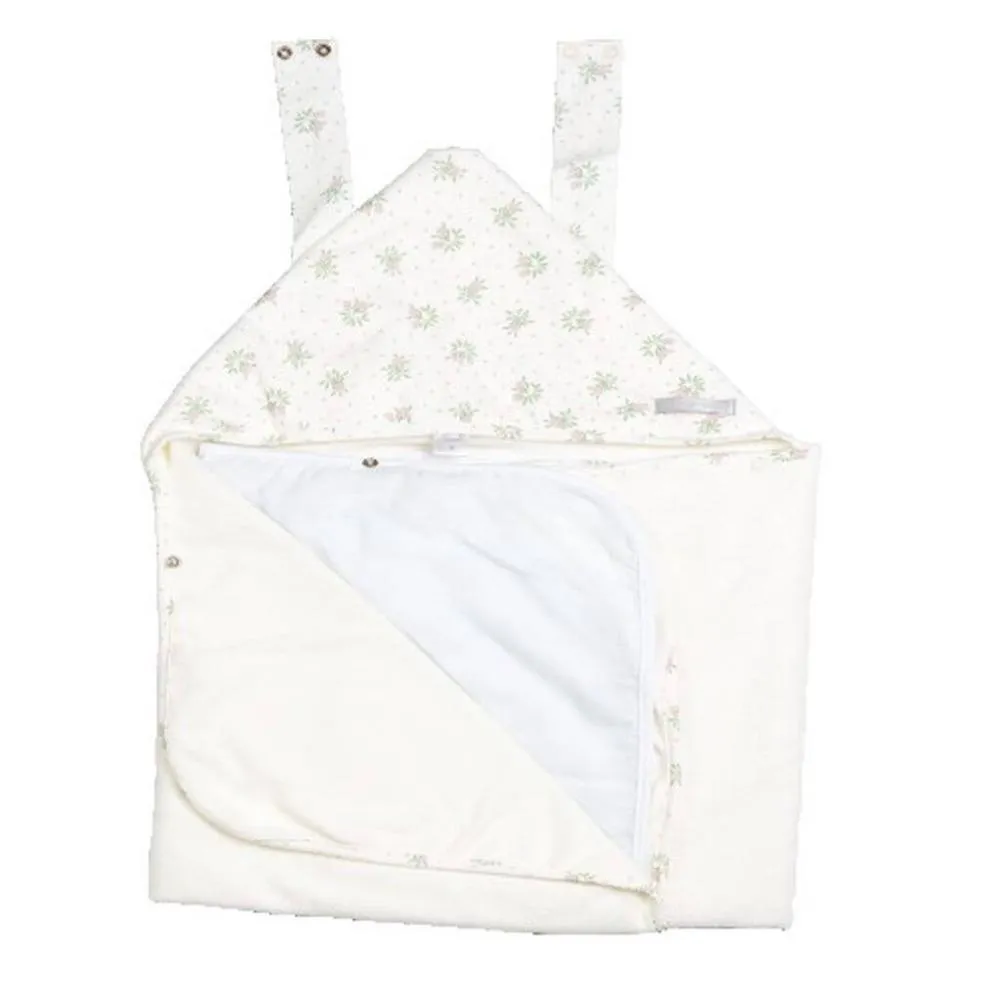 TOALHA DE BANHO PEQUENA COM FRALDA SOLTA 0 A 2 ANOS ESTAMPADO ROSAS POá D´BELLA FOR BABY