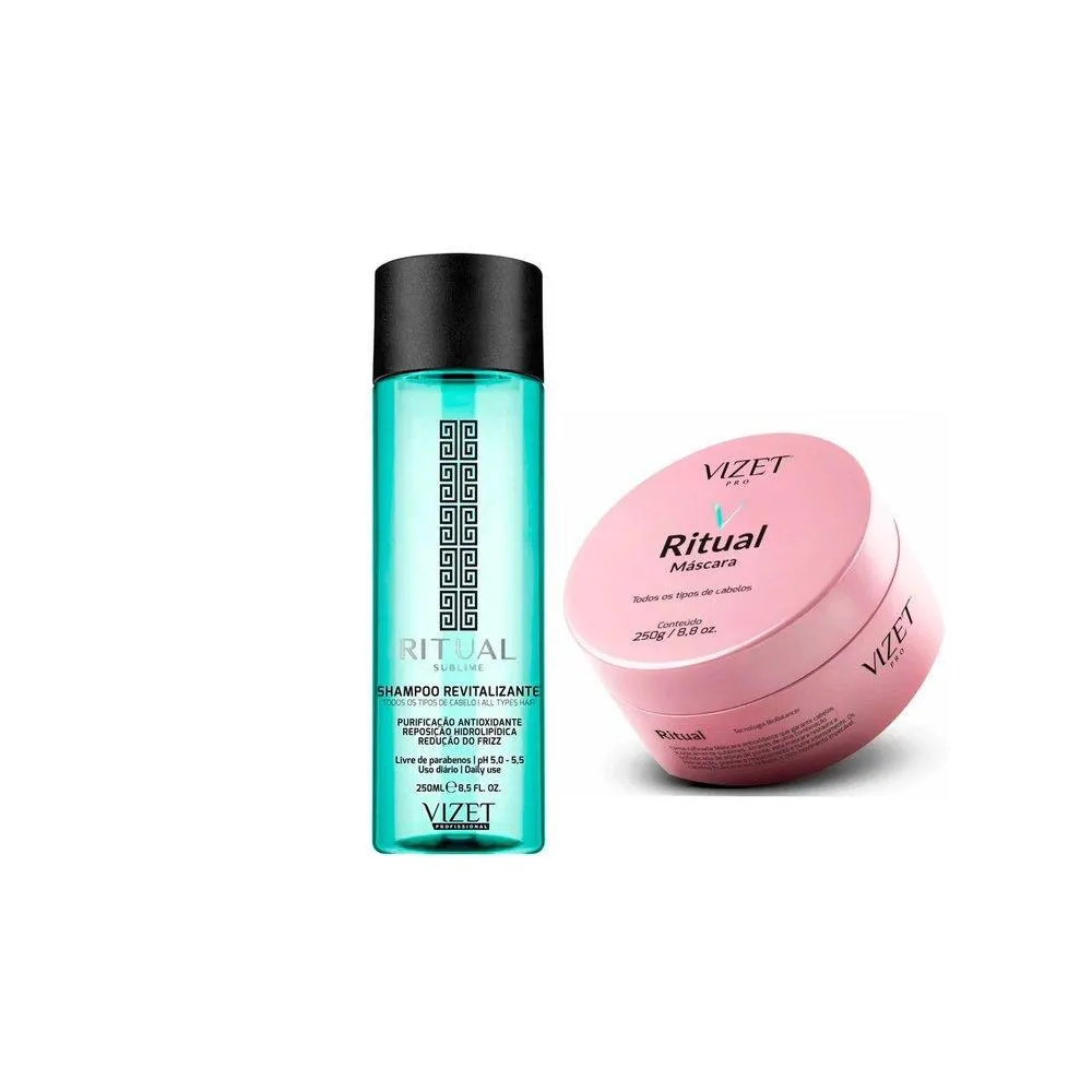 KIT VIZET ANTIQUEDA - SHAMPOO 250ML + MASCARA 250G