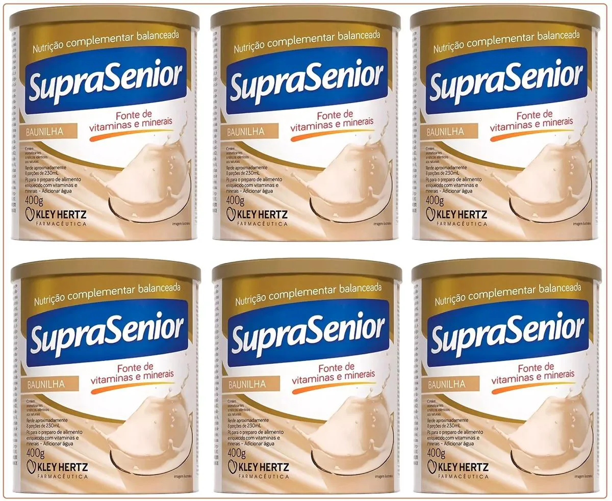 KIT 6 VITAMINA SUPRASENIOR BAUNILHA 400G - KLEY HERTZ