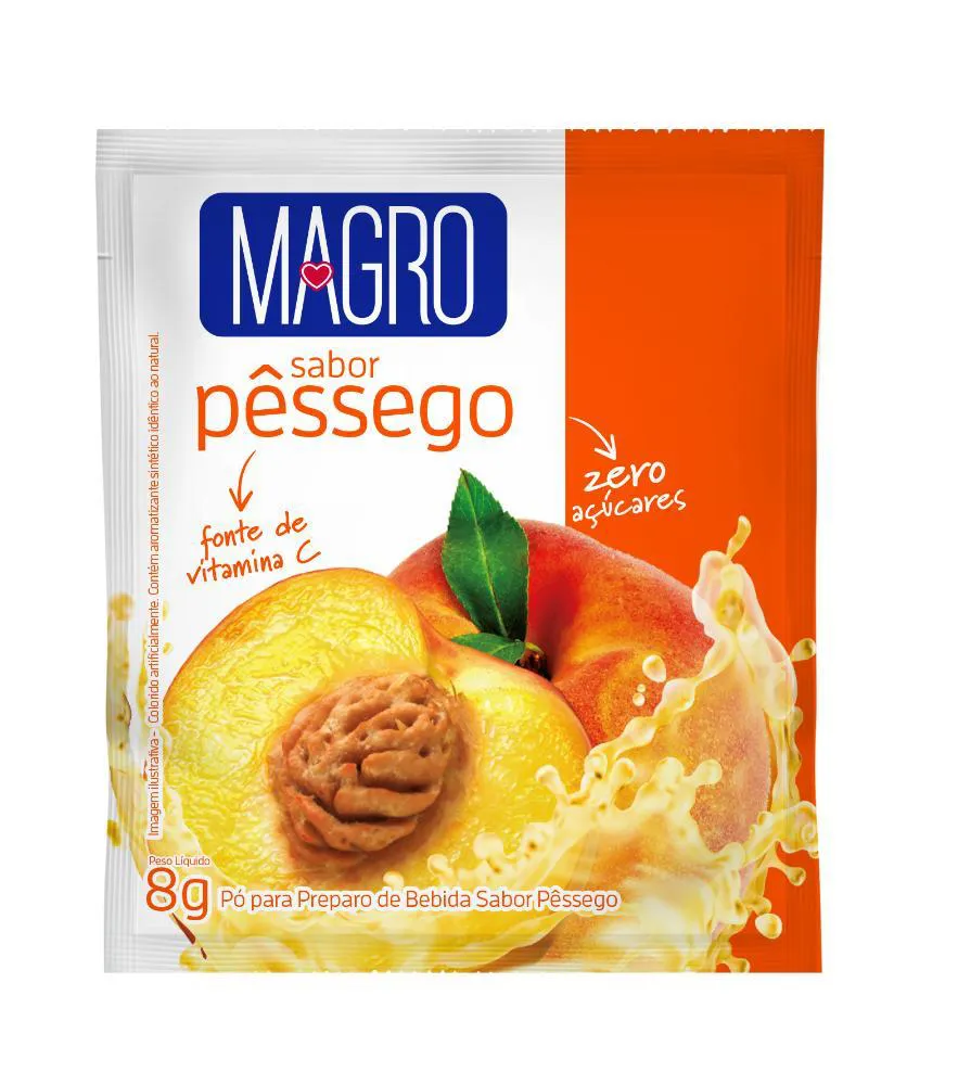 REFRESCO MAGRO SABOR PESSEGO ZERO ACUCARES 8G