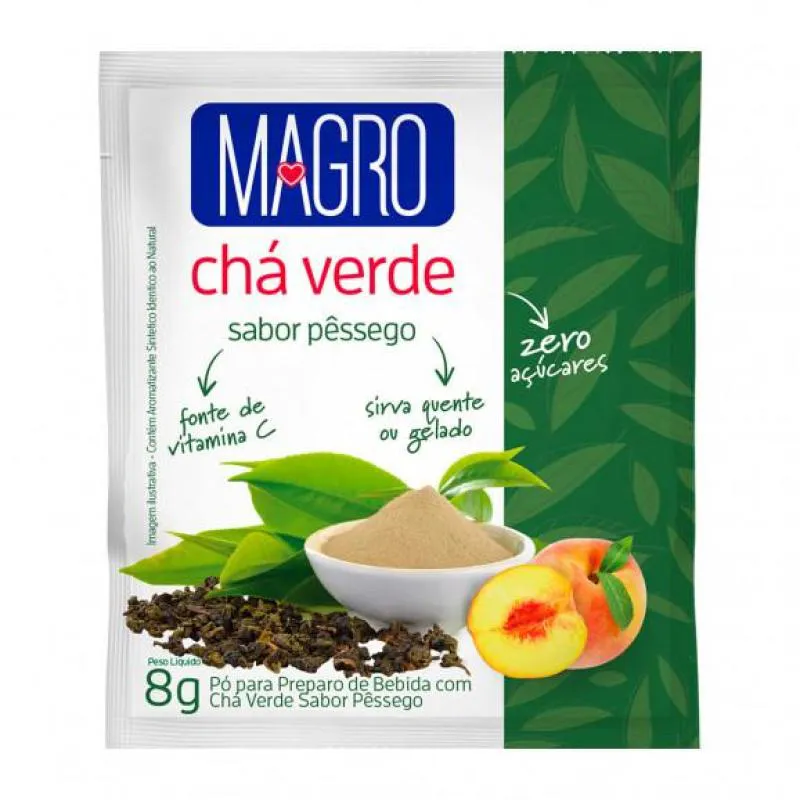 CHA VERDE MAGRO SABOR PESSEGO ZERO ACUCARES 8G