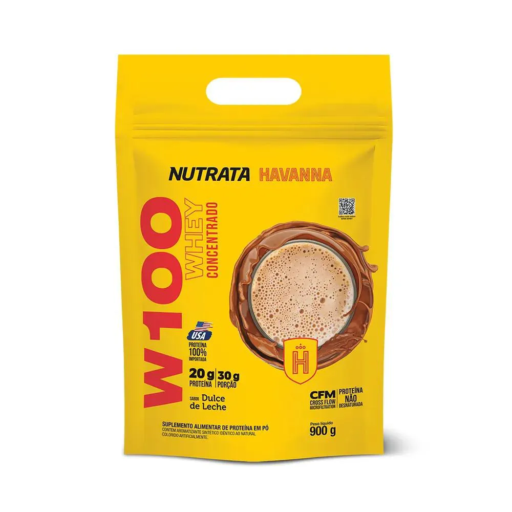 WHEY CONCENTRADO W100 (REFIL) - SABOR DOCE DE LEITE HAVANNA 900G - NUTRATA