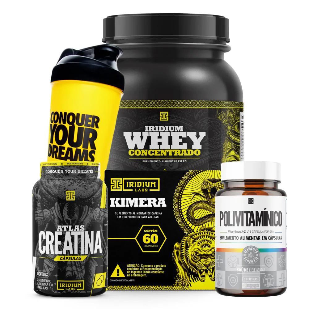 WHEY PROTEIN CONCENTRADO + CREATINA CáPS 60G + KIMERA THERMO + POLIVITAMíNICO 30 CAPS + ACESSóRIO Chocolate