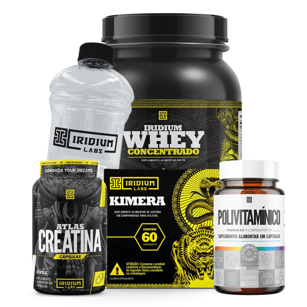WHEY PROTEIN CONCENTRADO + CREATINA CáPS 60G + KIMERA THERMO + POLIVITAMíNICO 30 CAPS + ACESSóRIO Morango