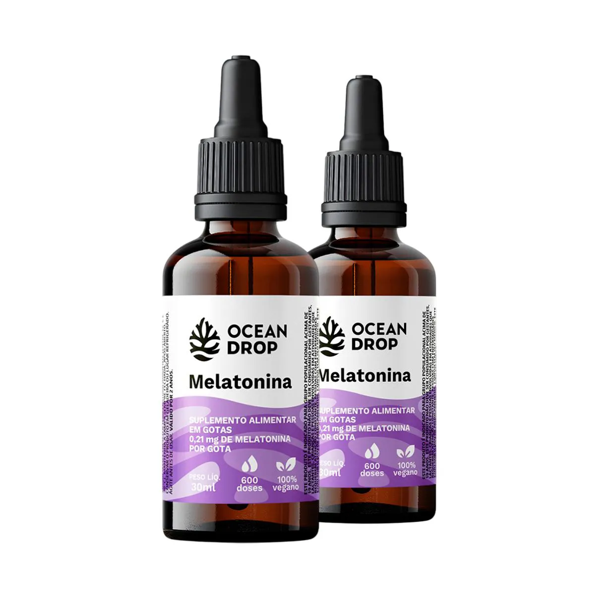 KIT 2 MELATONINA EM GOTAS OCEAN DROP VEGANA 30ML