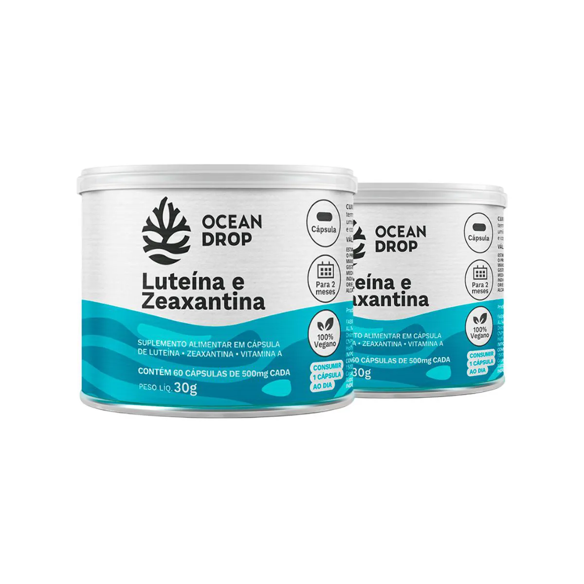 KIT 2 LUTEíNA E ZEAXANTINA OCEAN DROP VEGANA 60 CáPSULAS