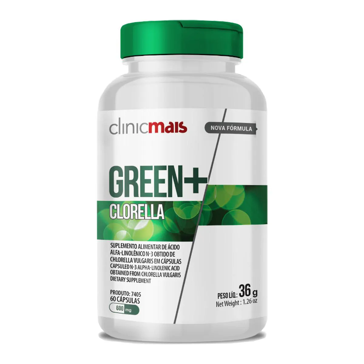 CLORELLA GREEN 600MG CLINIC MAIS 60 CáPSULAS