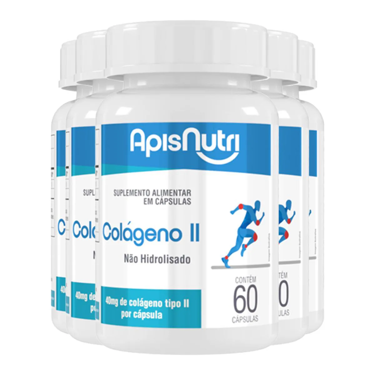 KIT 5 COLáGENO TIPO II APISNUTRI 60 CáPSULAS