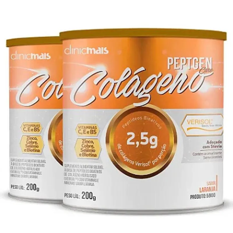 KIT 2 COLáGENO VERISOL CLINICMAIS 200G LARANJA