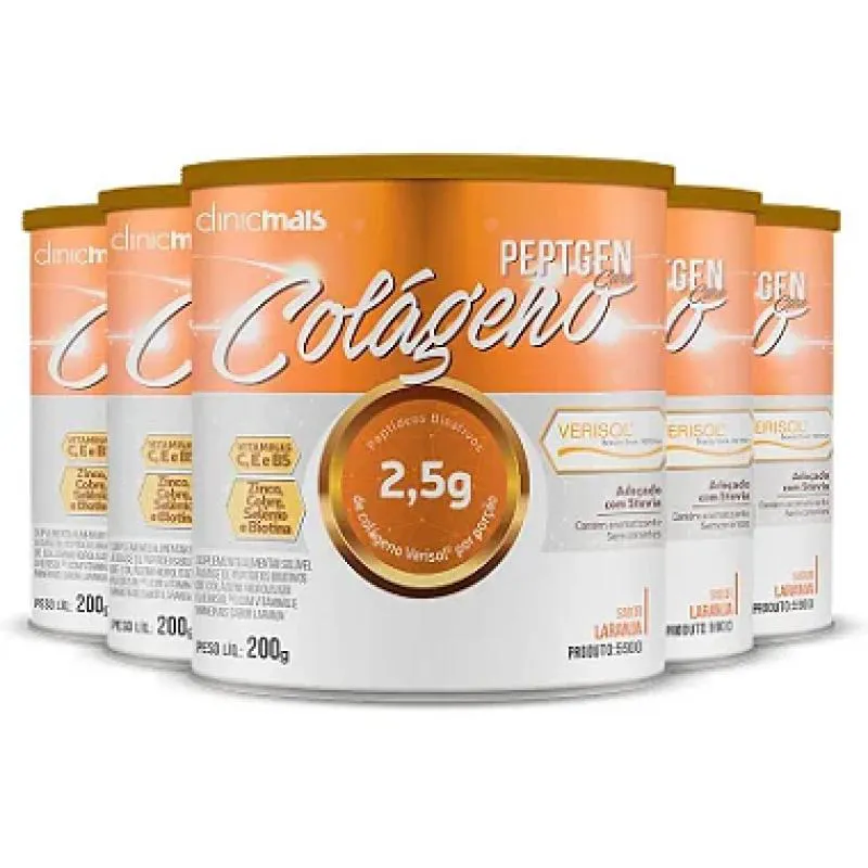 KIT 5 COLáGENO VERISOL CLINICMAIS 200G LARANJA