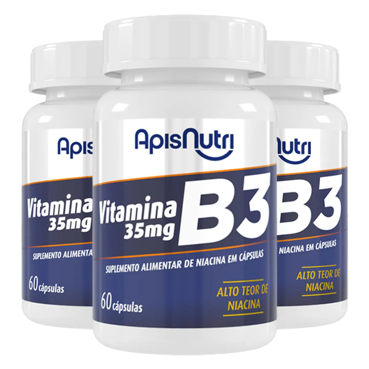 KIT 3 VITAMINA B3 APISNUTRI 60 CáPSULAS