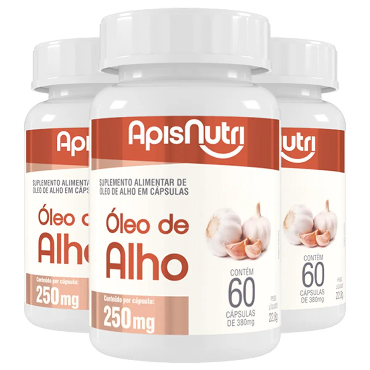 KIT 3 ÓLEO DE ALHO APISNUTRI 60 CáPSULAS