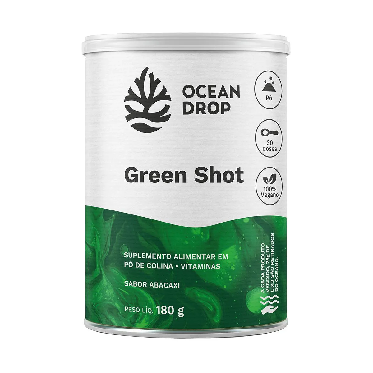 GREEN SHOT OCEAN DROP VEGANO 180G SABOR ABACAXI