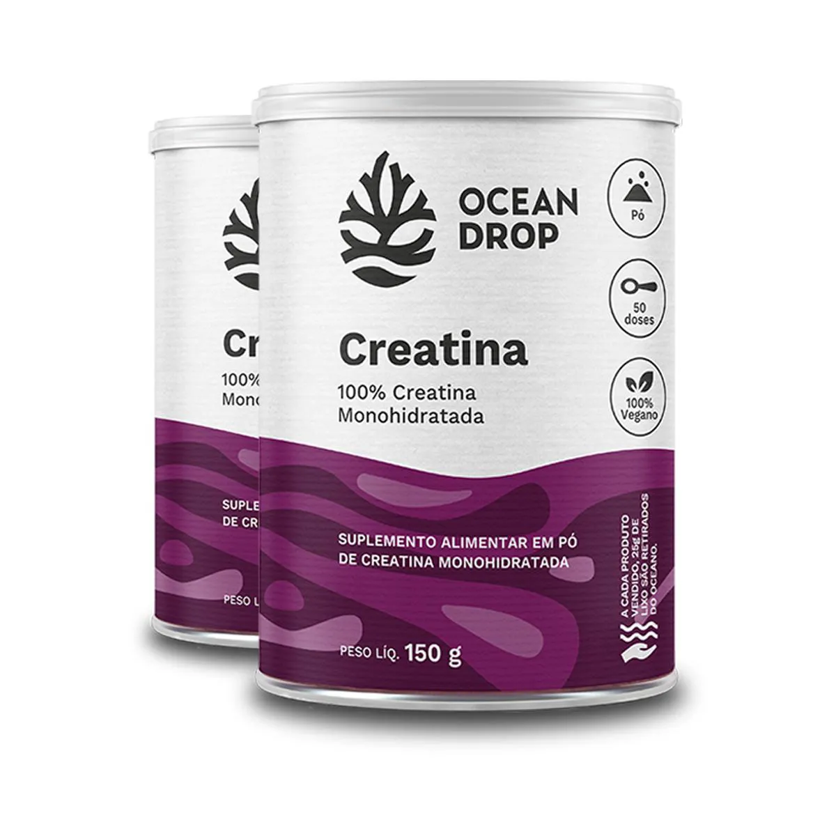 KIT 2 CREATINA MONOHIDRATADA OCEAN DROP VEGANA 150G