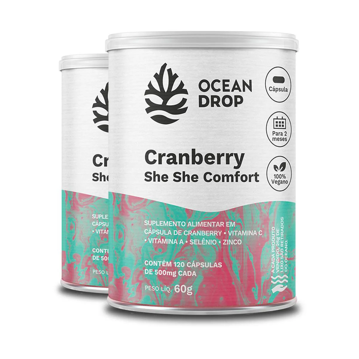 KIT 2 CRANBERRY SHE SHE COMFORT OCEAN DROP 120 CáPSULAS