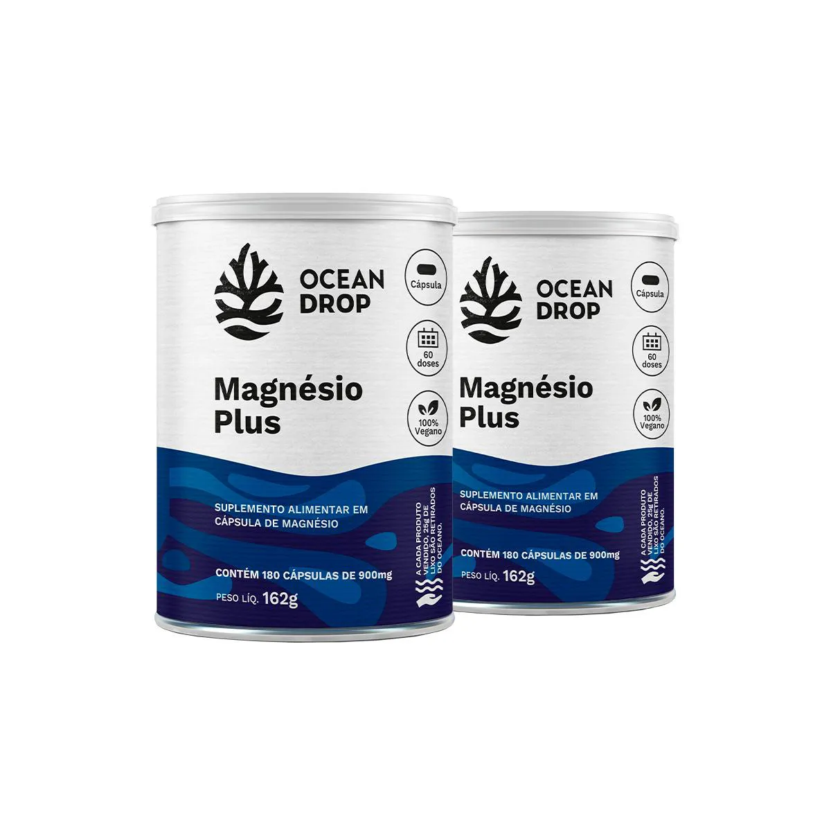 KIT 2 MAGNéSIO PLUS OCEAN DROP VEGANO 180 CáPSULAS