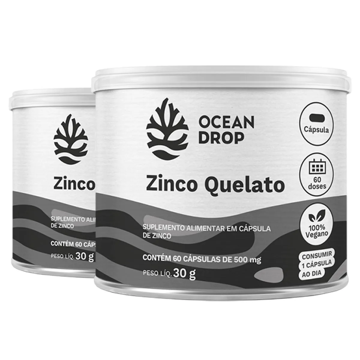 KIT 2 ZINCO QUELATO OCEAN DROP VEGANO 60 CáPSULAS