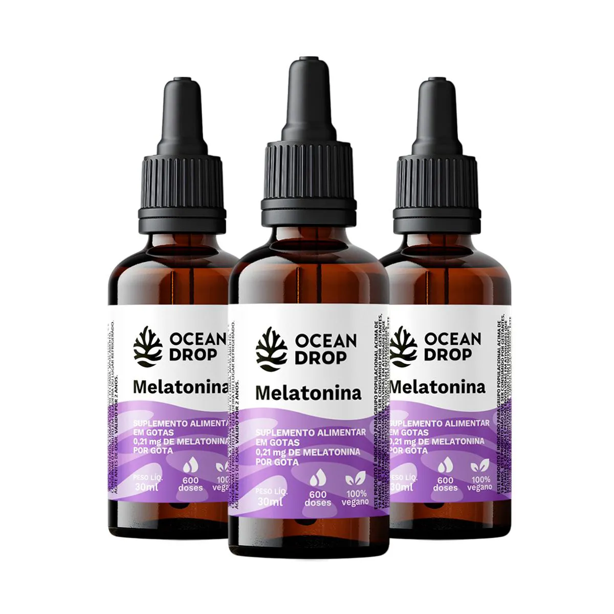 KIT 3 MELATONINA EM GOTAS OCEAN DROP VEGANA 30ML