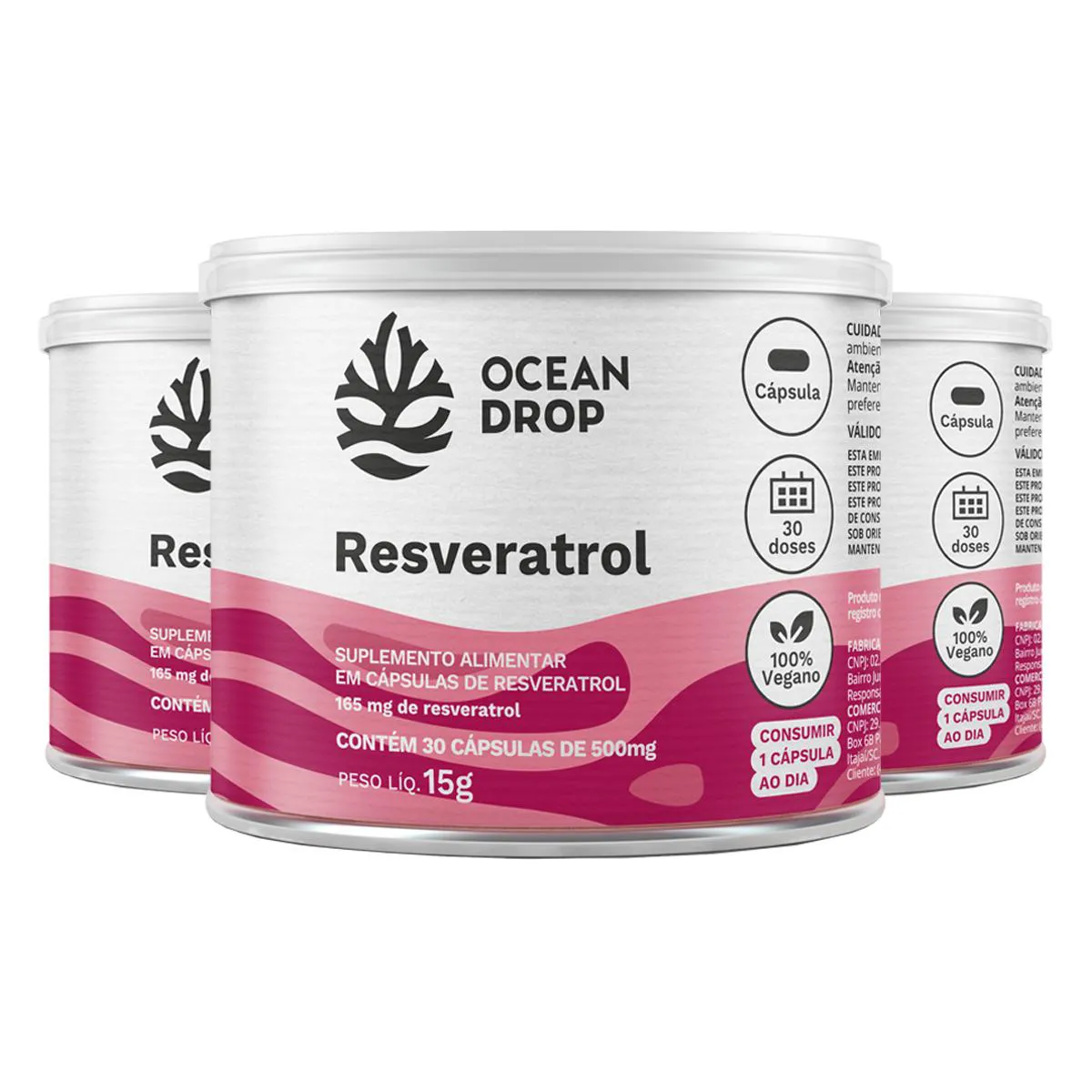 KIT 3 RESVERATROL OCEAN DROP VEGANO 30 CáPSULAS