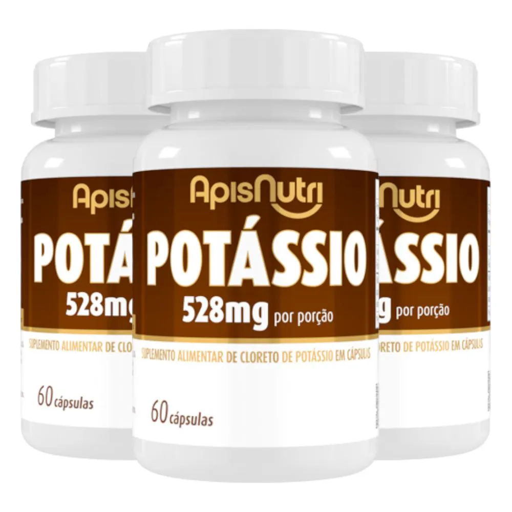 KIT 3 SUPLEMENTO MINERAL DE POTáSSIO APISNUTRI 60 CáPSULAS