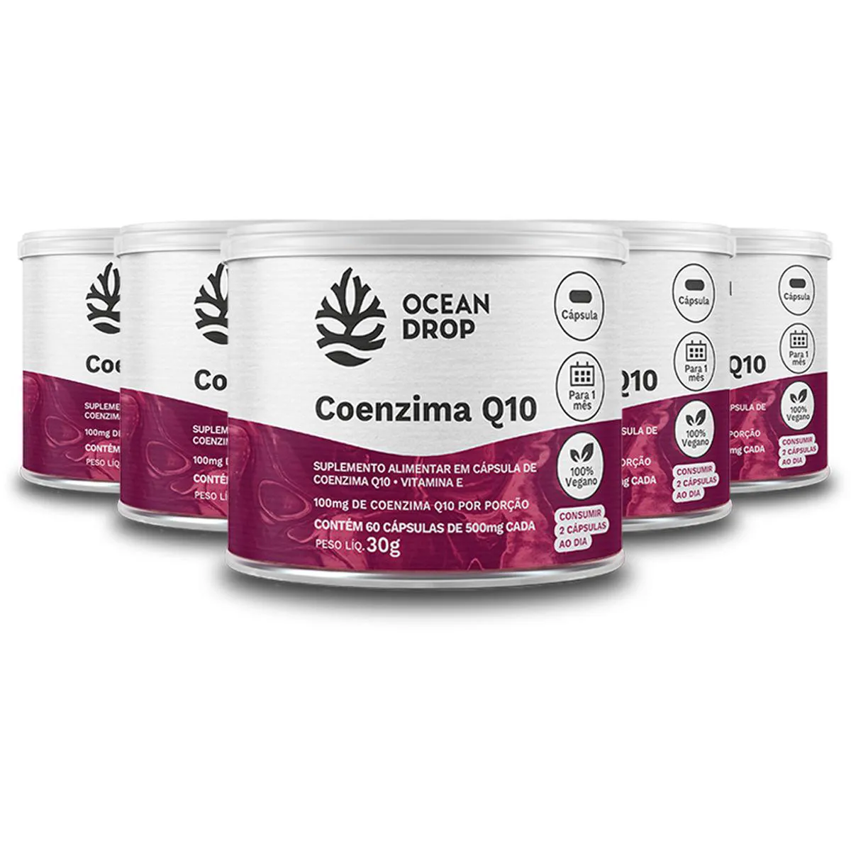 KIT 5 COENZIMA Q10 + VITAMINA E OCEAN DROP 60 CáPSULAS