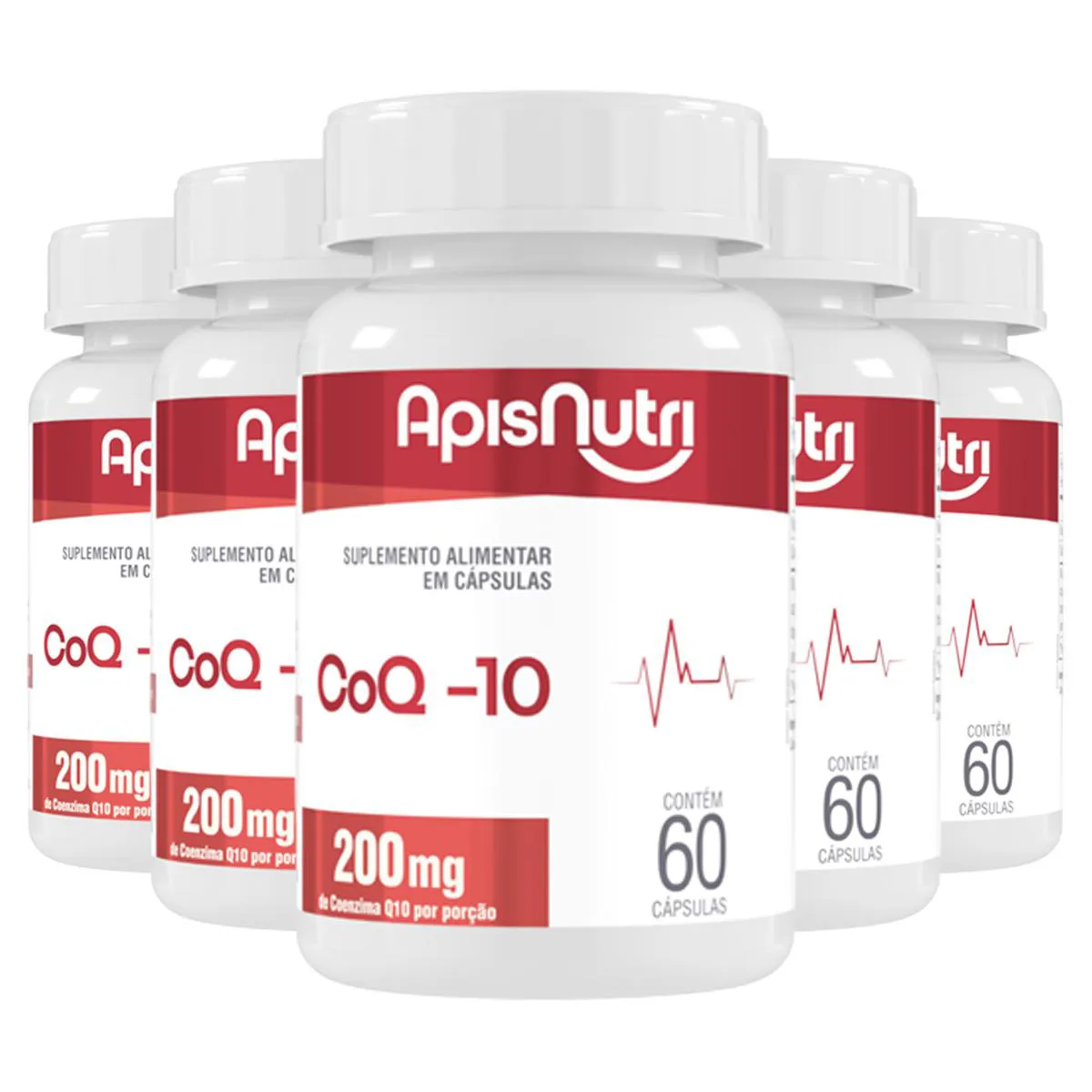 KIT 5 COENZIMA Q10 APISNUTRI 60 CáPSULAS