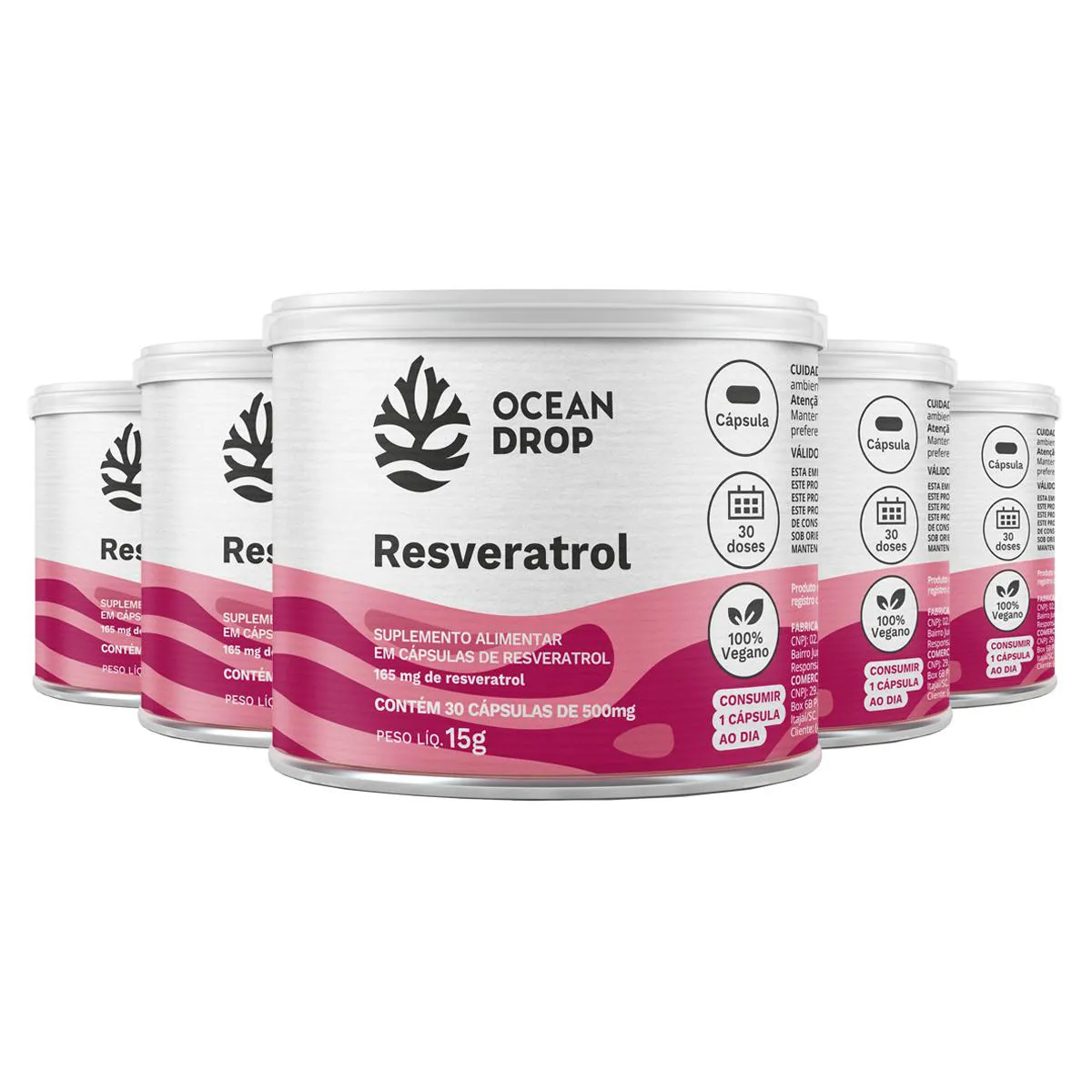 KIT 5 RESVERATROL OCEAN DROP VEGANO 30 CáPSULAS