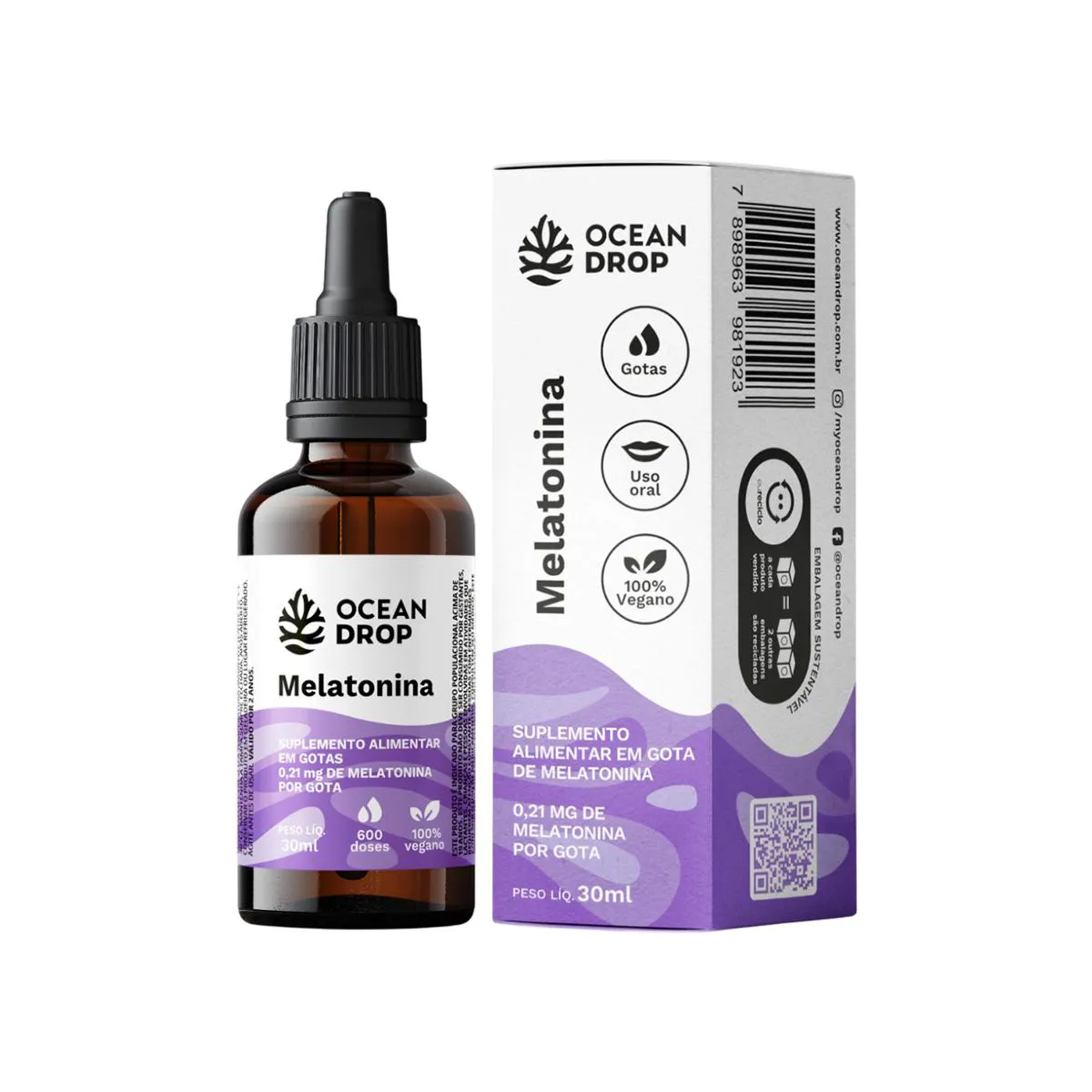 MELATONINA EM GOTAS OCEAN DROP VEGANA 30ML