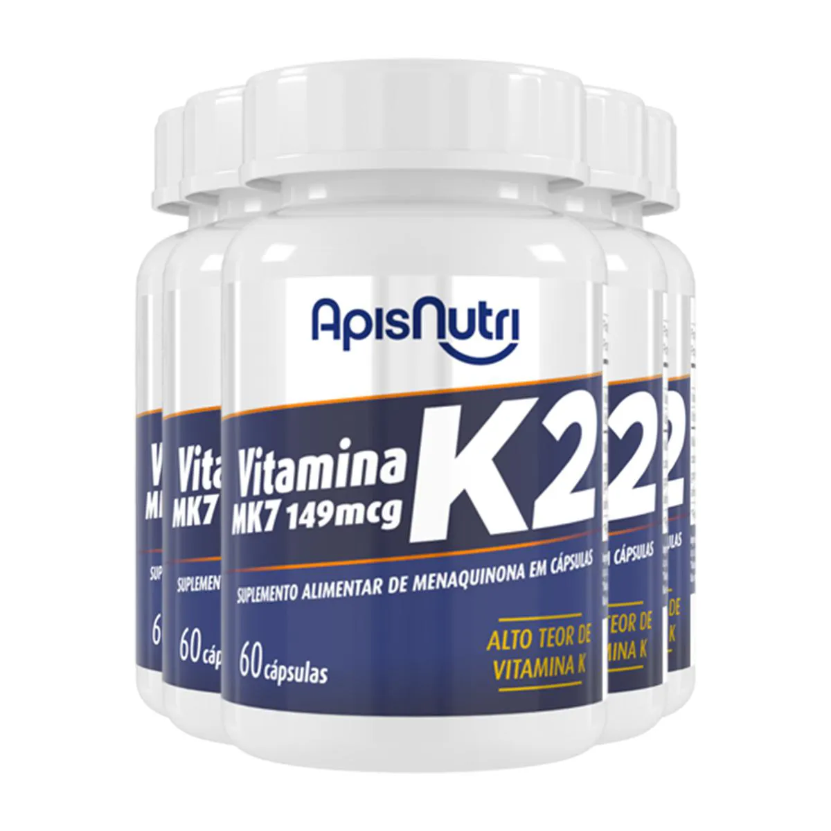 KIT 5 VITAMINA K2 APISNUTRI 60 CáPSULAS