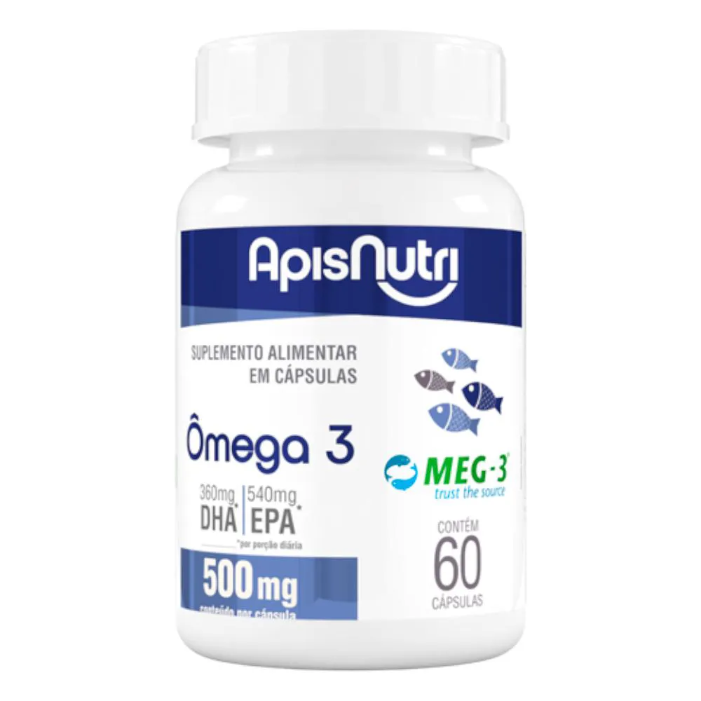 ÔMEGA 3 EPA DHA ÓLEO DE PEIXE MEG-3 APISNUTRI 60 CáPSULAS
