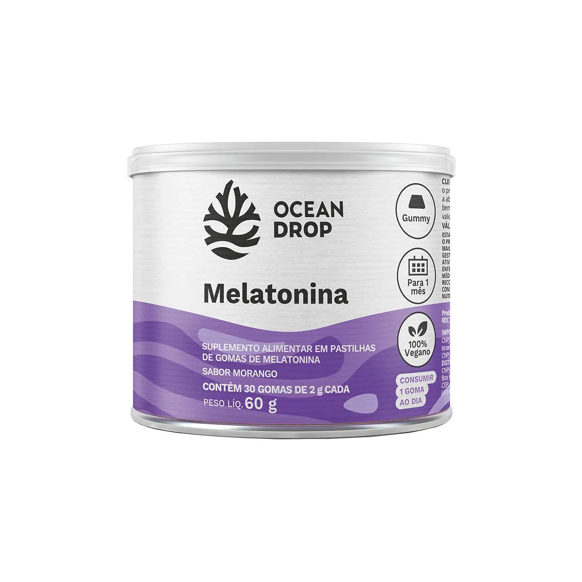 MELATONINA OCEAN DROP VEGANO 30 GOMAS SABOR MORANGO