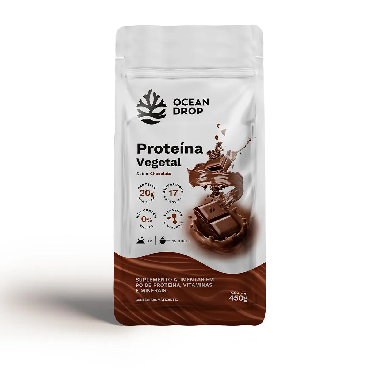 PROTEíNA VEGETAL OCEAN DROP 450G SABOR CHOCOLATE