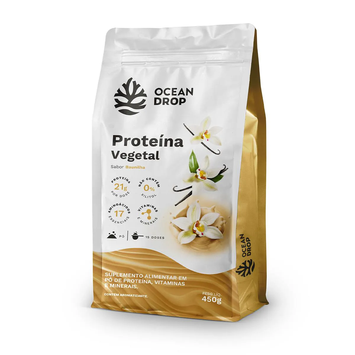 PROTEíNA VEGETAL OCEAN DROP 450G SABOR BAUNILHA