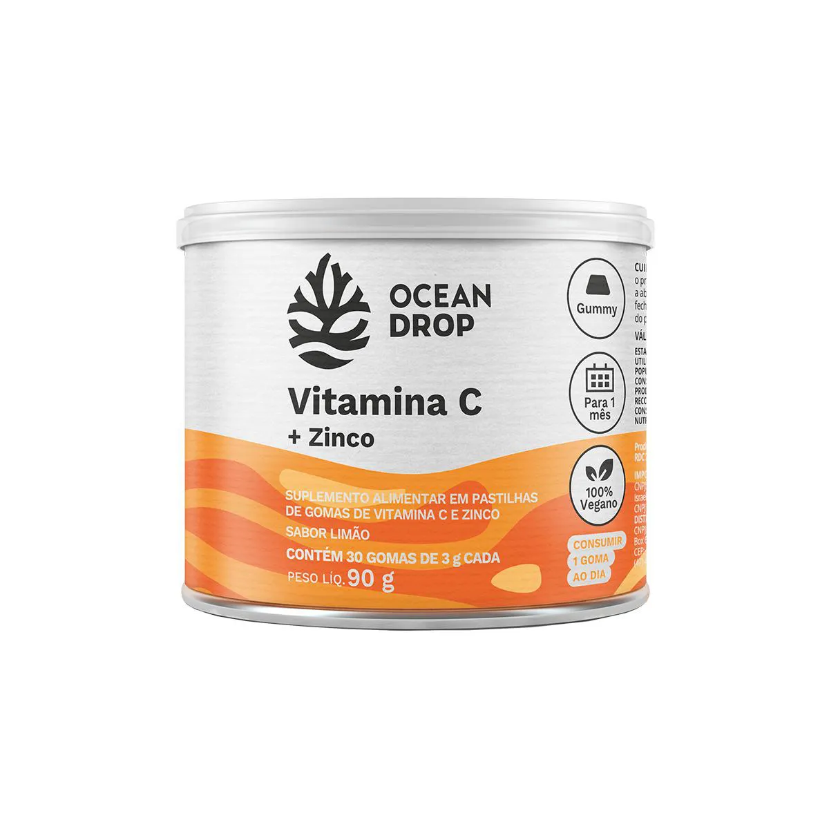 VITAMINA C + ZINCO OCEAN DROP 30 GOMAS SABOR LIMãO