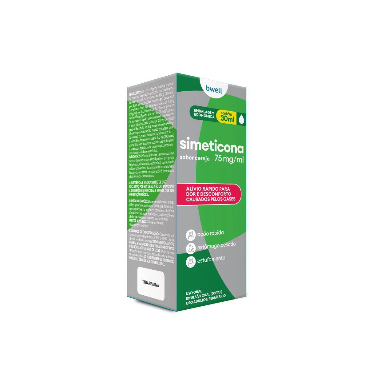 bwell Simeticona 75mg/ml Sabor Cereja 30ml