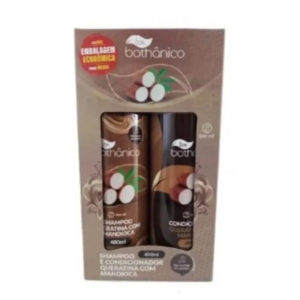 TOK BOTHÂNICO KIT SHAMPOO E CONDICIONADOR QUERATINA COM MANDIOCA 2X400ML