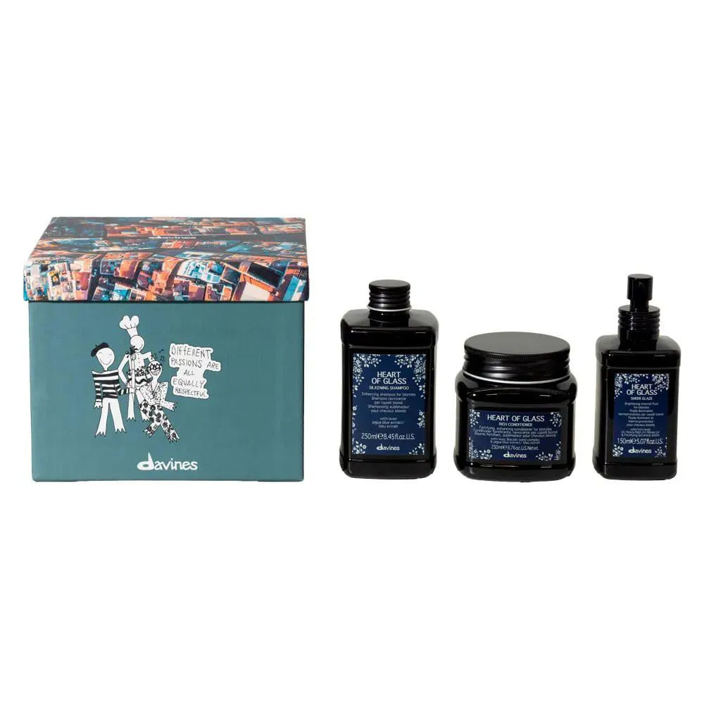 KIT DAVINES HEART OF GLASS - SHAMPOO 250 ML + CONDICIONADOR 250 ML + LEAVE-IN 150 ML