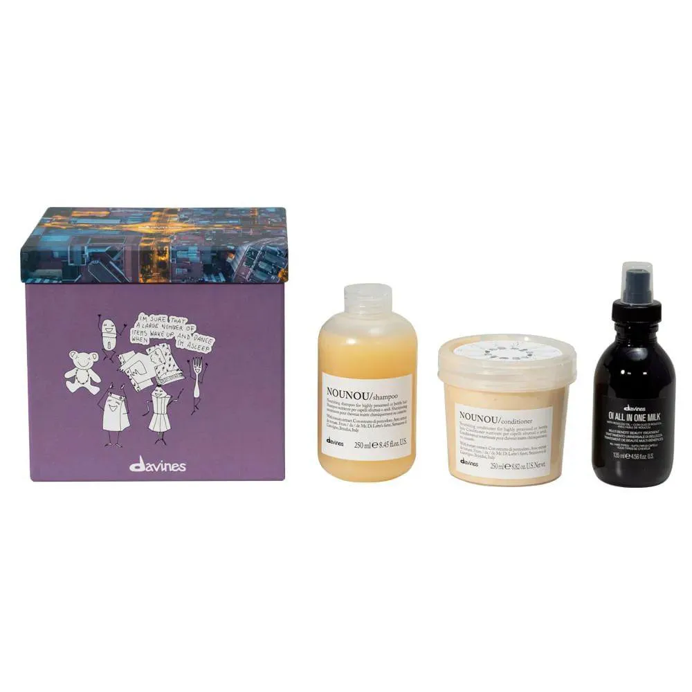 KIT DAVINES NOUNOU - SHAMPOO 250ML + CONDICIONADOR 250ML + LEAVE-IN OI ALL IN ONE MILK 135ML