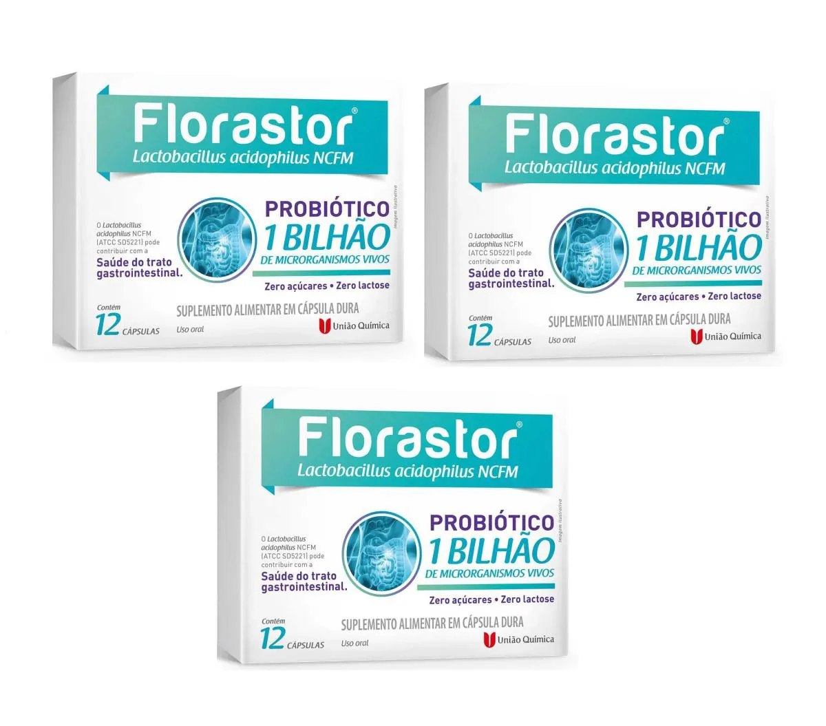 KIT 3 SUPLEMENTO FLORASTOR 12CPS - UNIãO QUíMICA