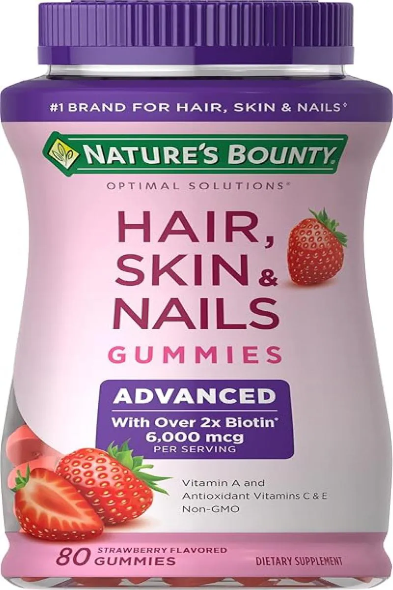 NATURE&#039S BOUNTY, 2X AVANçADAS PARA CABELO, PELE E UNHAS, MORANGO, 80 GOMAS
