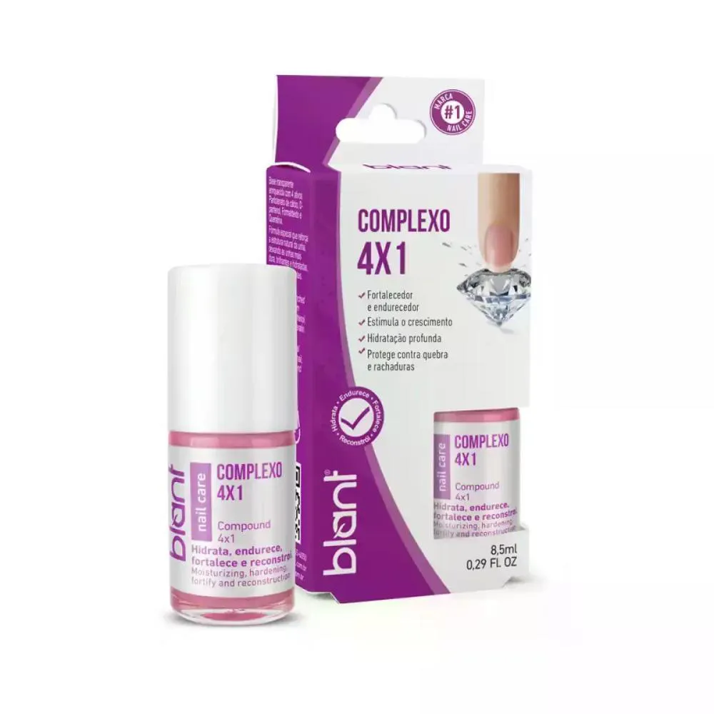 BASE FORTALECEDORA PARA UNHAS BLANT COMPLEXO 4X1 BLANT 8,5ML