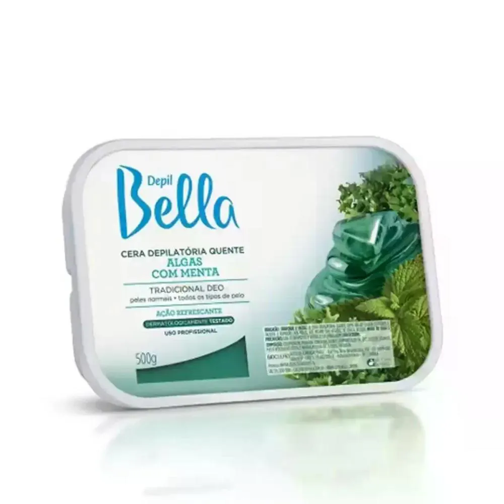 CERA DEPILATóRIA ALGAS COM MENTA DEPIL BELLA 500G