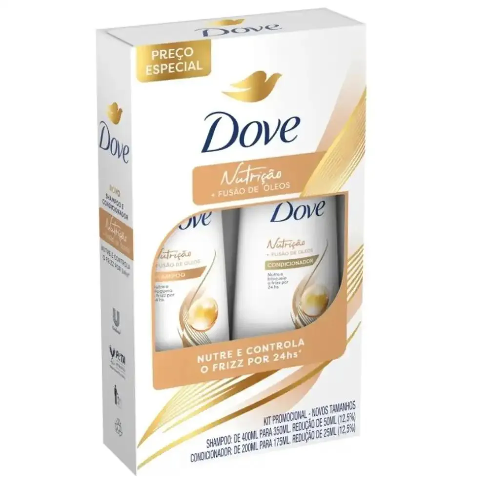 KIT DOVE NUTRIçãO + FUSãO DE ÓLEOS SHAMPOO 350ML + CONDICIONADOR 175ML