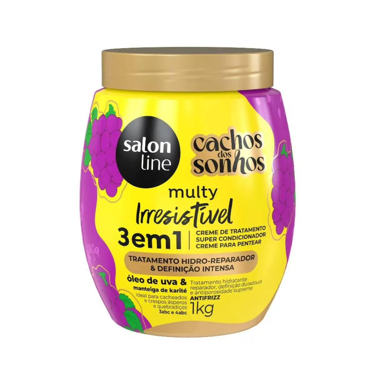 Creme de Tratamento Condicionante 3 em 1 Salon Line Cachos dos Sonhos Multy Irresistível Uva 1kg