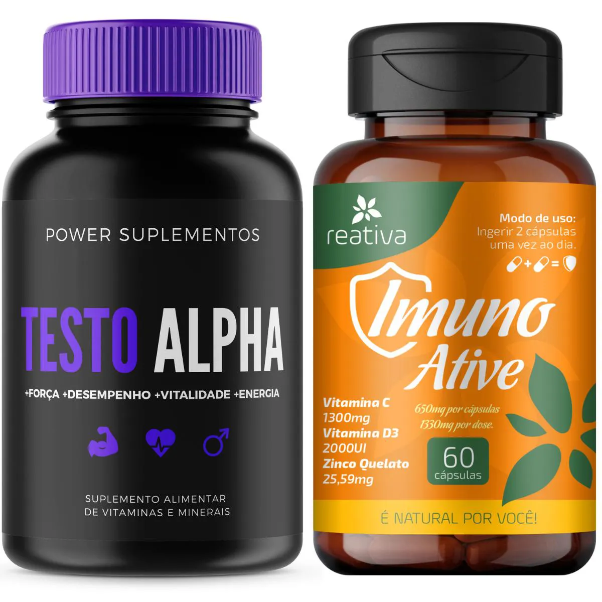 1 TESTO ALPHA 30 CAPS + IMUNO ATIVE Neutro