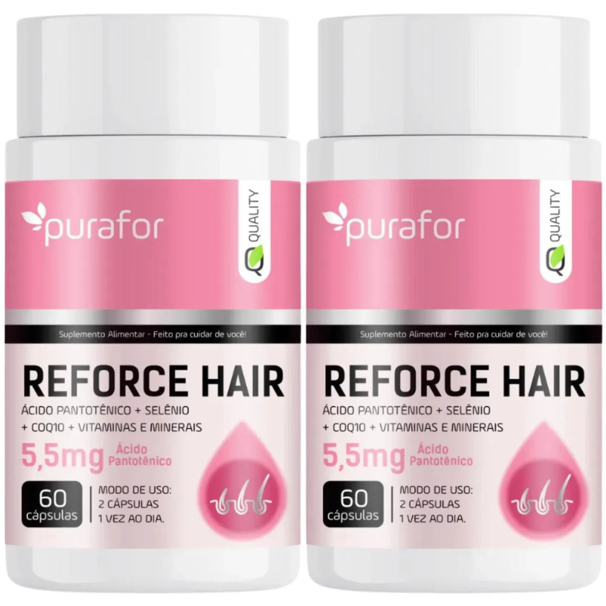 2X REFORCE HAIR 60CAPS - PURAFOR QUALITY Neutro