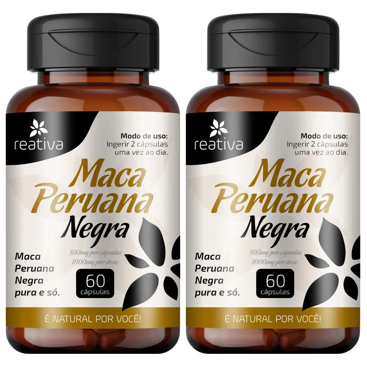 2 SUPLEMENTO MACA PERUANA NEGRA PURA COM 120 CáPSULAS Neutro