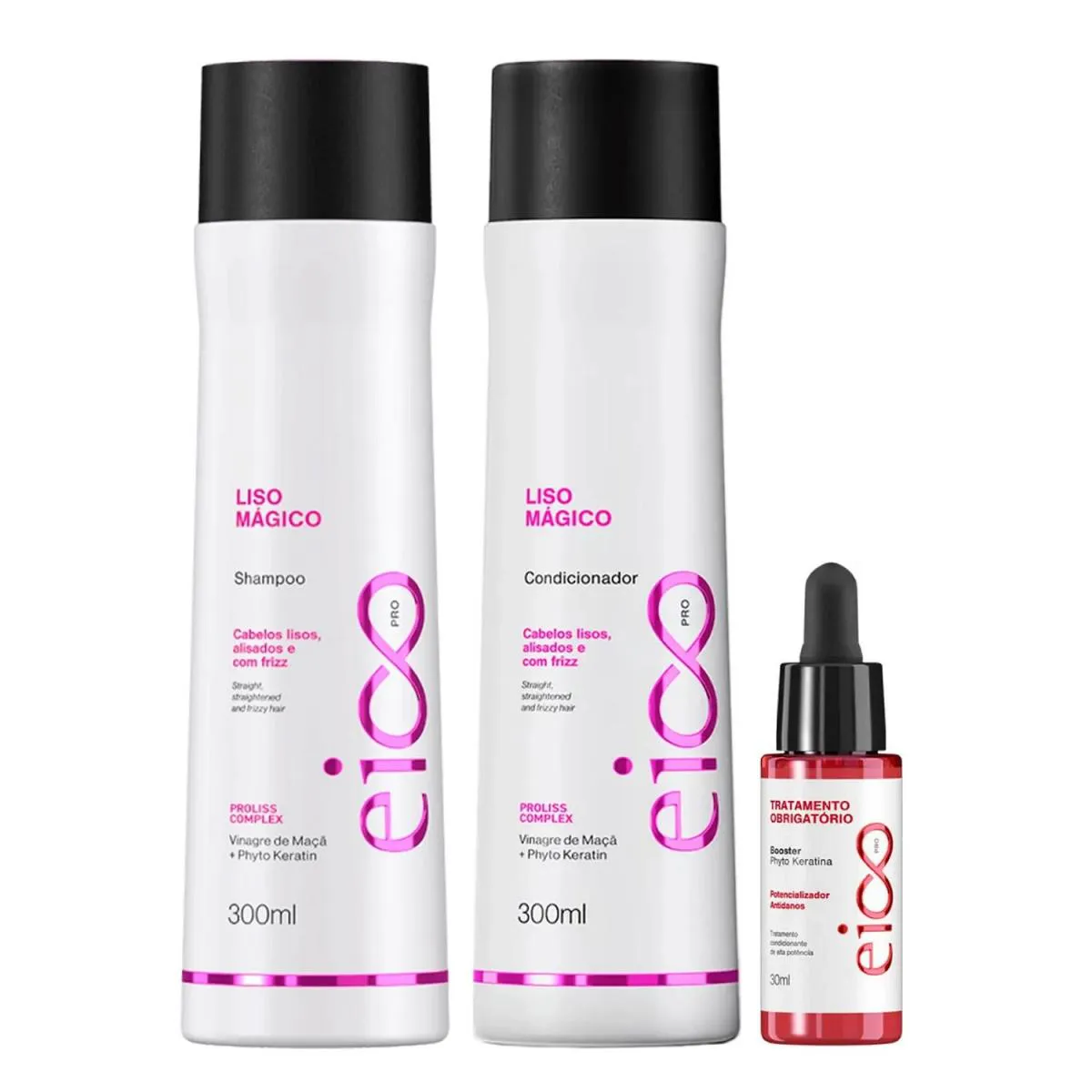 KIT EICO PRO LISO MáGICO- SHAMPOO 300ML + CONDICIONADOR 300ML + BOOSTER 30ML