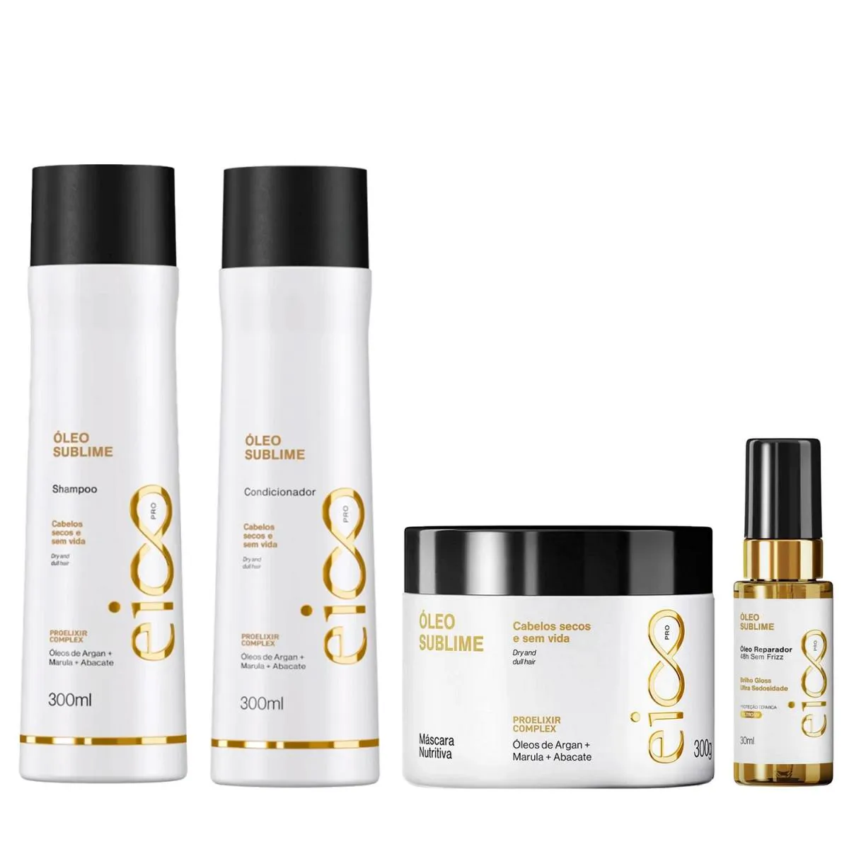 KIT EICO PRO ÓLEO SUBLIME- SHAMPOO 300ML + CONDICIONADOR 300ML + ÓLEO 30ML + MáSCARA 300G